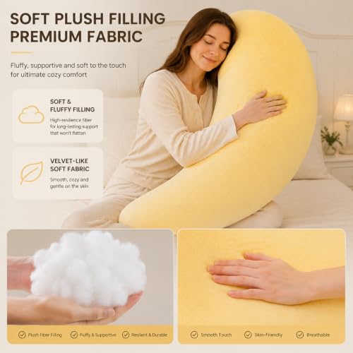 Blue Moon Shaped Oversized Body Pillow - C Shaped Hugging Pillow for Sleep & Relaxation