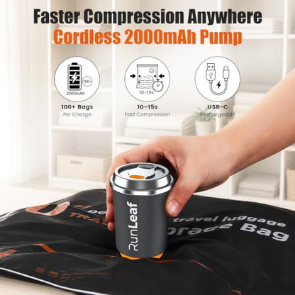 Rechargeable Vacuum Storage Bags 10-Pack Set with Portable Pump for Travel & Home