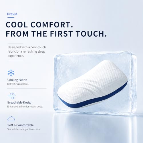 Queen Size Cooling Shredded Memory Foam Pillow Set of 2 - Adjustable Support, White