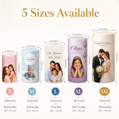 3 Pcs Custom Photo Cylinder Plinth Covers - Round Pedestal Stand Wraps with Variation 02
