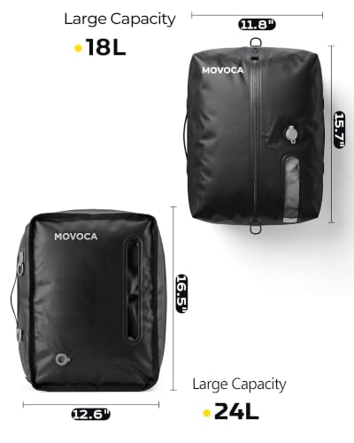 MOVOCA Travel Vacuum Bags with Pump 3 Pack Compression Packing Cubes - 18L+24L Variation
