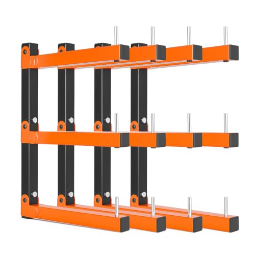 VEVOR 3‑Tier Foldable Lumber Rack 4 Pack Heavy-Duty Wall Storage Shelves