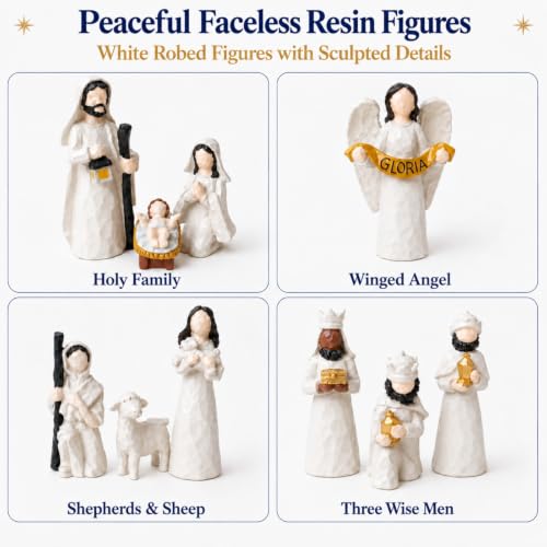 15-Piece Christmas Nativity Scene Set with Lighted Stable and Figures