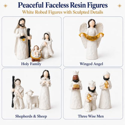 15-Piece Christmas Nativity Scene Set with Lighted Stable and Figures