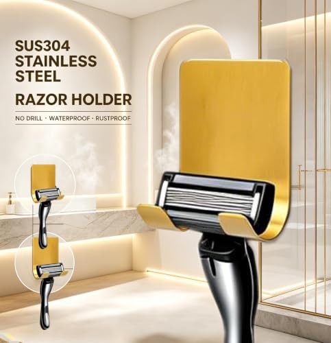 Gold Adhesive Hooks No Drill Wall Hanger for Bathroom Kitchen Shower - Variation 4
