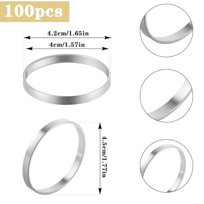 100Pcs Silver Napkin Rings Bulk - Elegant Metal Servilleteros for Weddings & Parties - Silver / 100