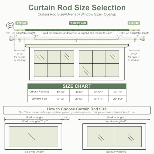 Adjustable White Curtain Rod 72-144 Inch with Antique Finials - Rustic Style