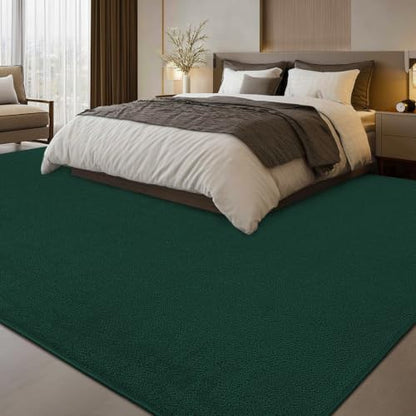 Dark Green 8x10 Rug for Living Room Non-Slip Soft Carpet with Memory Foam