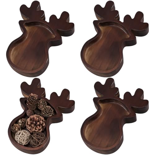 Elk Wooden Bowl Tray - Christmas Decor & Serving Platter - 8oz Capacity