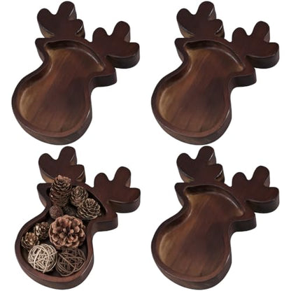 Elk Wooden Bowl Tray - Christmas Decor & Serving Platter - 8oz Capacity