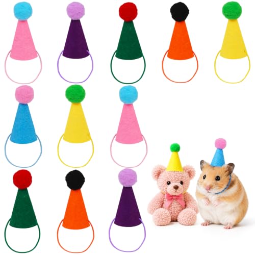 Mini Felt Party Hats for Stuffed Animals Dogs Cats Dolls - Multicolor 12pcs