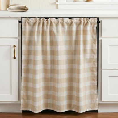 Aulock Dishwasher Cabinet Curtain with Adjustable Magnetic Rod - Beige