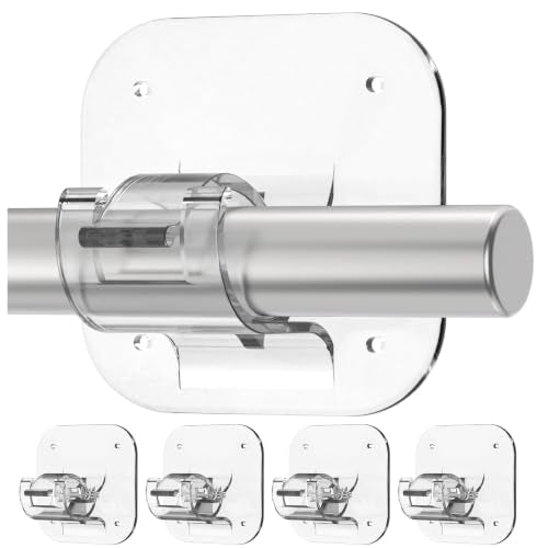 Transparent No Drill Curtain Rod Brackets 4PCS - Damage-Free Adhesive Hooks for Windows