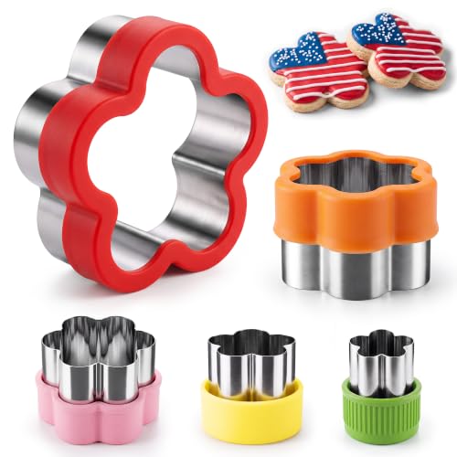 Flower Cookie Cutters Set - 5 Graduated Stainless Steel Shapes for Baking