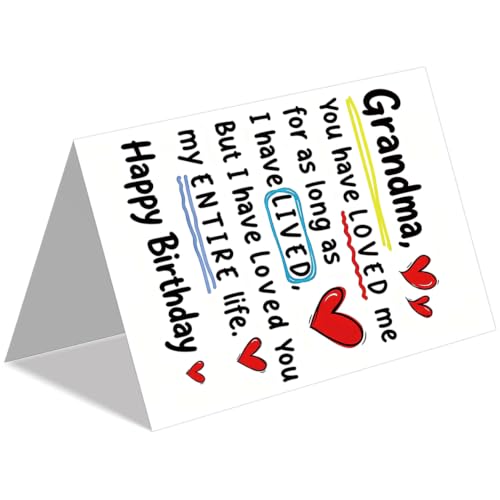 Grandma Birthday Card with Envelope & Stickers - Variation DA-0124, 7x5 Inch