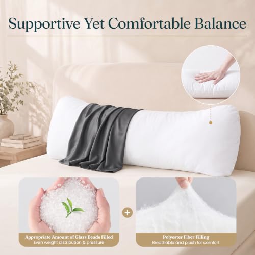 Weighted Body Pillow for Side Sleepers 41x10in 7.15lbs Cooling Grey