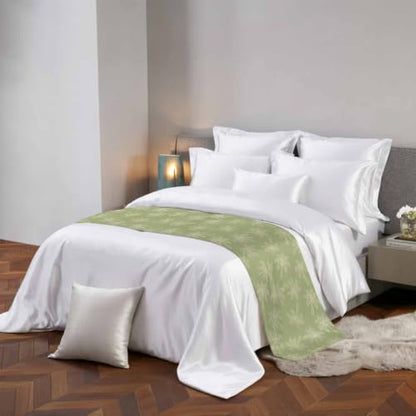Sage Green Bed Runner for Queen Size Bed - 83x20 Inch Tropical Coconut Trees Decorative Throw