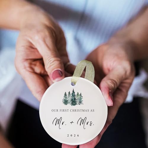 First Christmas as Mr and Mrs Ornament 2026 - Green Christmas Tree Variation