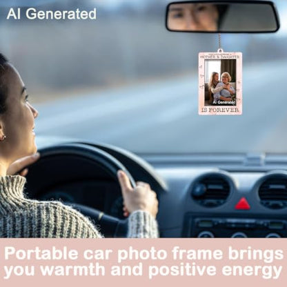 Wooden Car Hanging Picture Frame for Mom & Daughter - Holds 2 Photos