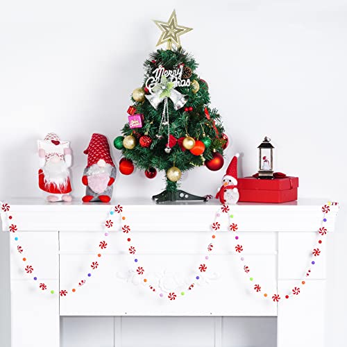 Christmas Candy Beaded Garland - Red & White Peppermint Decor for Holiday Tree & Party