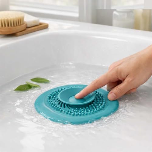 2-in-1 Silicone Shower Drain Cover & Stopper - Hair & Debris Trap