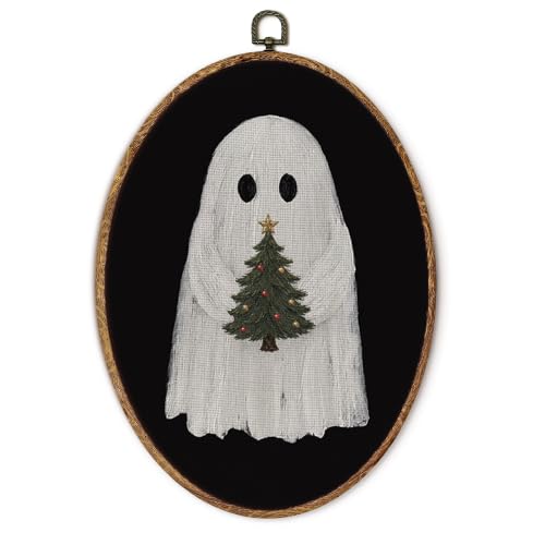 Halloween Ghost Wall Art Decor - Oval Framed Seasonal Home Decoration - Variation of Ghost 4