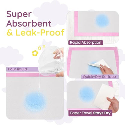 Disposable Baby Changing Pads 110 Pack, 13x18 Inch, Leak-Proof & Soft