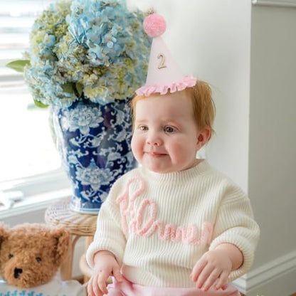 Pink Lace Half Birthday Hat for Girls - 1st & 2nd Celebration - Pink2 Variant