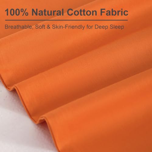 Pure Cotton Pillowcase Set 20x26 Inches - 2 Pack in Orange