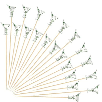 Martini Style Cocktail Picks 4.7 Inch Bamboo Garnish Skewers - 300 Pcs