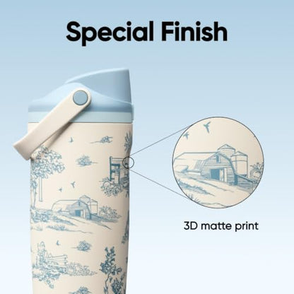 Insulated Stainless Steel Water Bottle with 2-in-1 Spout - 30 oz