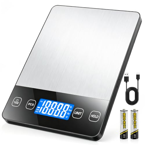 Letron Silver Digital Kitchen Food Scale 33 lb Capacity, Rechargeable
