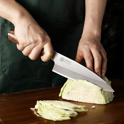KEEMAKE Deba Knife 6.5 inches, Chef Knife Single Bevel High Carbon Stainless Steel 1.4116 Japanese Style Kitchen Knife for Fish and Meat with Rosewood Handle Chopping Knife with Gift Box