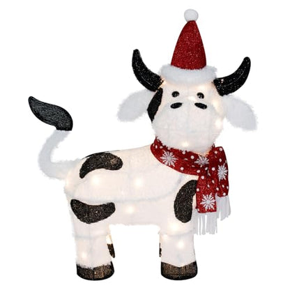 Outdoor Christmas Lighted Cow Decoration - 32 Inch 3D LED Festive Yard Display - Variation of THIS listing
