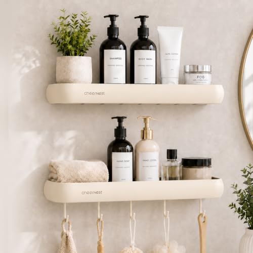 Milky White Aluminum Shower Caddy - Rectangular Adhesive Bath Organizer Shelf