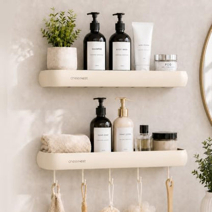 Milky White Aluminum Shower Caddy - Rectangular Adhesive Bath Organizer Shelf