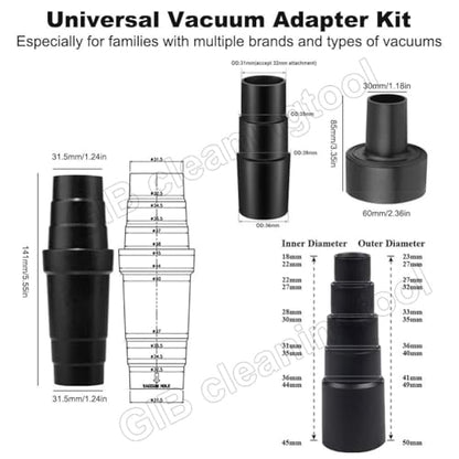 11 Pcs Household Vacuum Attachments for Shop Vac Accessories - 2 1/2" to 1 1/4" Vacuum Hose Adapter, 1 7/8" to 1" Adapter for Shop Vac, 1 1/4" Vacuum Brush Flexible Crevice Tool