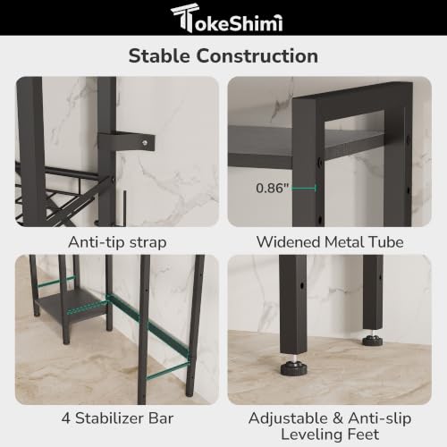 Over-the-Toilet Storage Rack 6-Tier Reversible Side Shelf Black