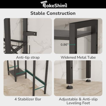 Over-the-Toilet Storage Rack 6-Tier Reversible Side Shelf Black