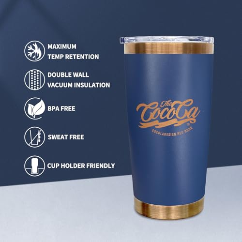 20 oz Insulated Stainless Steel Tumbler with Lid Navy - Durable Travel Mug
