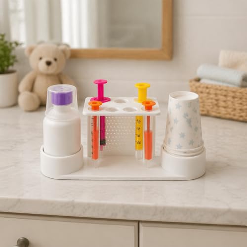 Children's Medicine Organizer with Syringe and Bottle Storage Rack