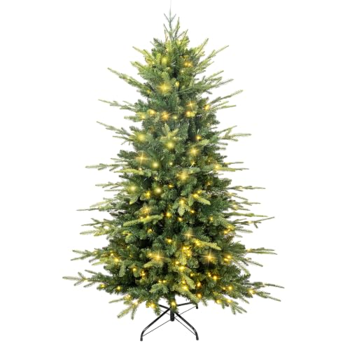 6 ft Prelit Aspen Fir Christmas Tree - Slim Blue Spruce Holiday Decor