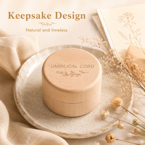 Baby Keepsake Box with Acrylic Inner Container - Wooden Ubilical Cord Memorial Storage