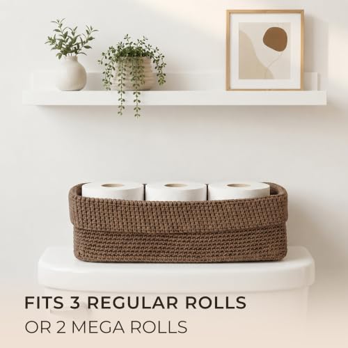 Toilet Paper Storage Basket for Bathroom, Small Organizer, Boho Decor
