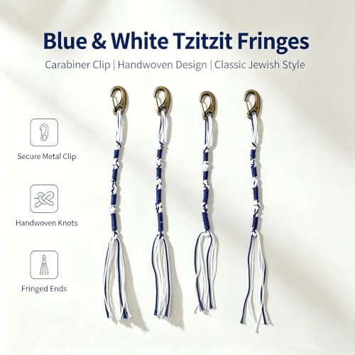 Jewish Tzitzit Tassels for Prayer Shawl - Blue & White Religious Fringes