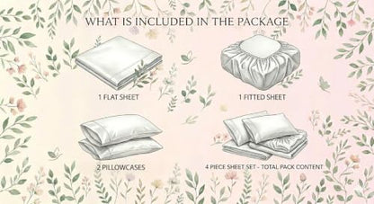 Organic Cotton Queen Bed Sheet Set Sky Blue 600 TC 4-Piece with Deep Pockets