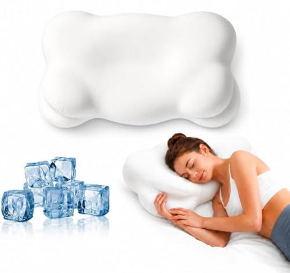 White Ergonomic Memory Foam Cervical Neck Support Pillow - Adjustable Dual-Height Cloud Pillow