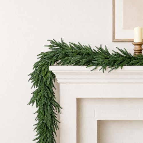 Real Touch 6ft Christmas Cedar Garland with Pinecones - Indoor Outdoor Decor