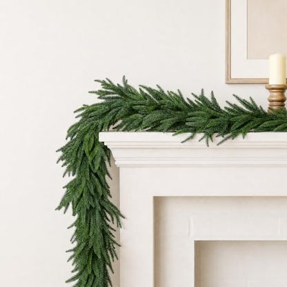 Real Touch 6ft Christmas Cedar Garland with Pinecones - Indoor Outdoor Decor