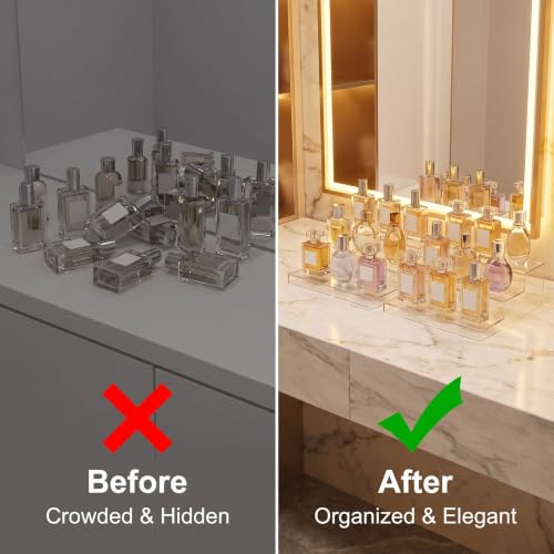 Clear 3-Tier Perfume and Makeup Organizer Rack Set - 2 Pack